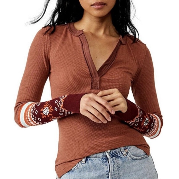 We the Free - Rust Orange Knit Thermal - Picture 1 of 5